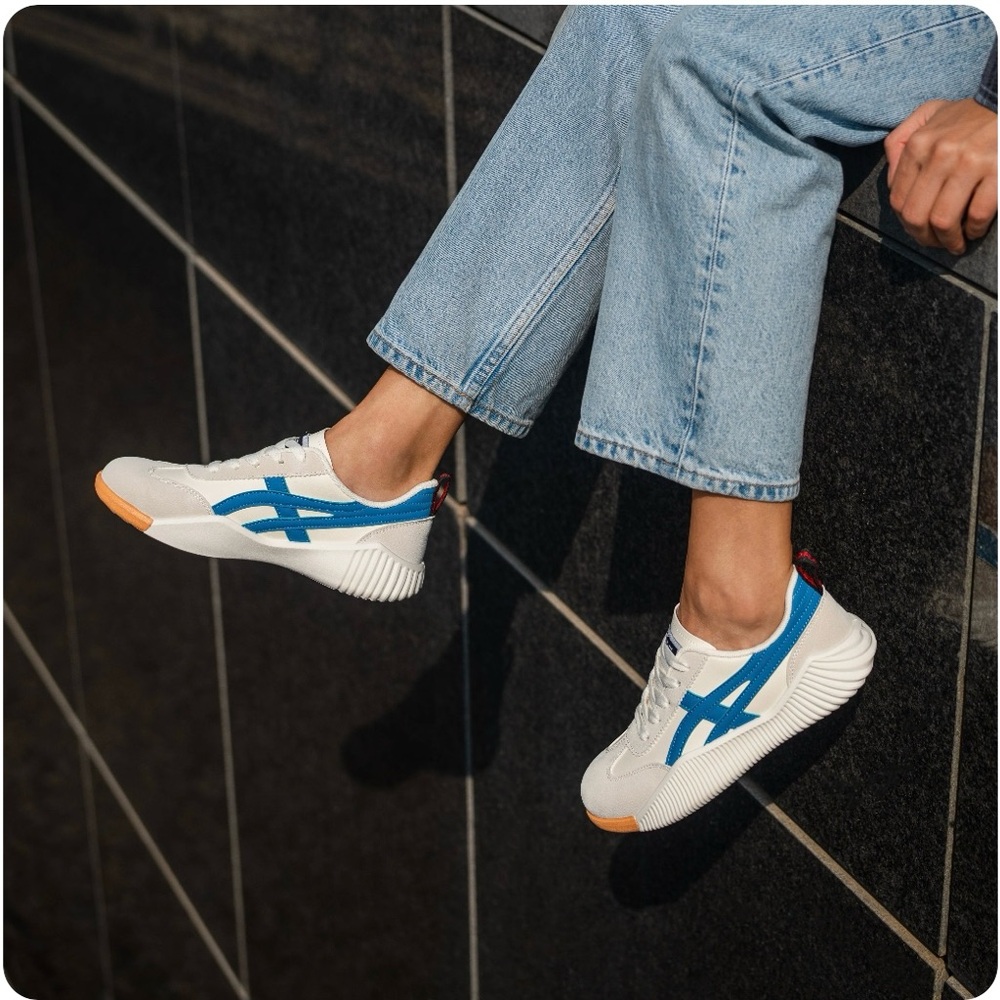 Cream and Blue DeFlorance Sneakers - Picture 3 of 3